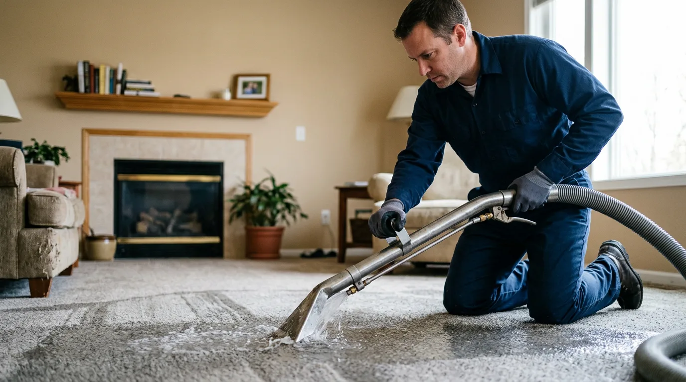 Water damage restoration technician working near Smithville, IN
